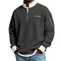 Classic Waffle Knit Quarter Zip Sweatshirt for Men, Relaxed Fit Casual Pullover Top
